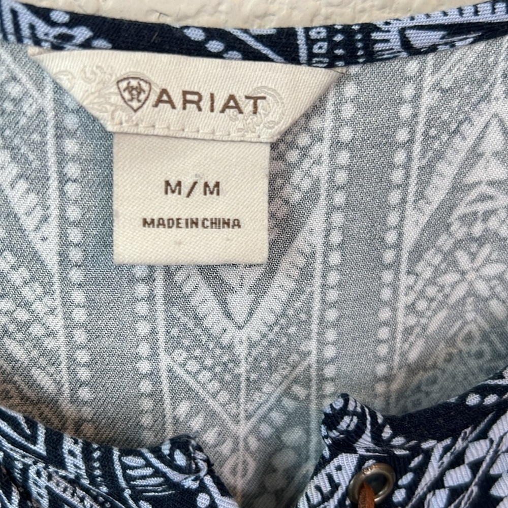 Ariat Nova Western Cowgirl Hobo Blue Short Sleeve Dress Size M - Picture 4 of 9